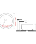 Top Shelf 15.7 Inch Round Pink Ceramic Vessel Bathroom Sink Over Counter Vanity Basin With Super Easy Pop Up Waste Kit slick design dimensions and drain details