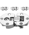 Close-up of Concealed Cabinet Door Hinges 4-Pack, Zinc Alloy Flush-Mounted Drop-Down Hinges With 90 Degree Flip, Quiet Operation.