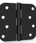 Matte Black Door Hinges 4x4 Inch With 5/8 Radius Corners 12 Pack Includes 96 Screws For Interior And Exterior Doors, Heavy Duty Steel