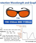 Multi-Wavelength OD6 Laser Safety Goggles With UV Blue And Green Light Filter For Precision Labs And Workshops Pro Level Eye Protection That Slays Hazards Durable Frames And CE Certified Gear You Can Trust, featuring T3G design and 190-550nm range.