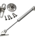 Six Piece Cabinet Gas Spring Set For Soft Close Lift Supports with screws and mounting plates shown