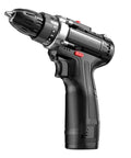 Rugged Cordless Impact Drill And Electric Hand Screwdriver With Rechargeable Lithium Battery Two Speed Switch Twenty Five Torque Settings And Badass All Copper Motor For Serious Builds side view showing adjustable torque settings and ergonomic grip.
