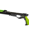 Beast Speargun For Spearfishing With 28mm Aluminum Barrel, 6.5mm Tahitian Shaft, green handle detail