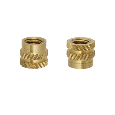 M6 Heat-Set Threaded Inserts Kit, 50 Pcs Brass Knurled Inserts for 3D Printing and Plastic Parts, shown in close-up view