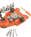 Pro Grade Diamond Drill Bit Set With 15 Diamond Bits From 6Mm To 50Mm And An Adjustable Hole Saw Guide Jig For Glass Porcelain Ceramic Marble Tile And Granite 17 Piece DIY Home Toolkit