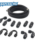 Heavy Duty 20 Feet AN4 An6 An8 An10 Black Nylon Braided E85 PTFE Fuel Line Kit With Fittings For Gas Cooler Hose And CPE Rubber Wiring Harness Upgrade, hose and fittings