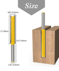 Two Piece Extra Long Straight Router Bit Set With One Quarter Inch Shank, Double Flute Grooving Bits For Trimming And Milling, dimensions shown.