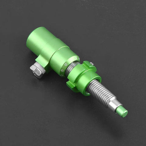 Damn Near Perfect Archery Cushion Plunger With Screw On Arrow Rest Pressure Button Click Action Aluminum Alloy For Recurve And Takedown Bow Accessories In Green, angled view showing adjustable tension mechanism.