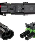 Hot Rod Ready 12-18 AWG Gauge 2 Pin Weather Pack Connector Set With Quick Disconnect QD Splice Kit For Cars Trucks Rated