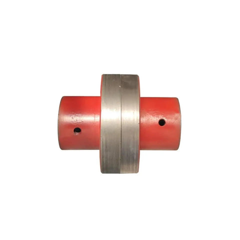 Heavy Duty Three Jaw Coupling Featuring Flexible Plum Blossom Design For Water Pump Motors With Bulletproof Aluminum Hubs Locked In Zero Slop For Reliable Precision Drives, showing red hub construction.