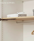 Slim Concealed Shelf Bracket 0.47 Inch Wide Cold Rolled Steel Support for wardrobe closet in brown finish, hidden interior mount