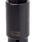 Heavy Duty 32mm Deep Impact Socket with Half Inch Drive and Six Point Chrome Molybdenum Build for Shop Pros Wanting Rock Solid Grip and Zero Bolt Rounds on Heavy Daily Grinds, showing the socket's interior and labeling.