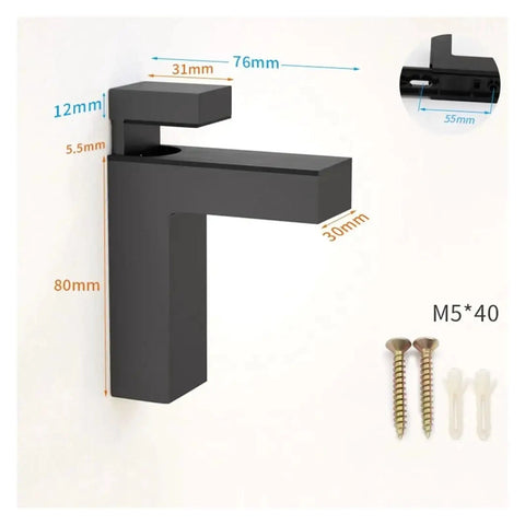 Two Pack Cabinet Shelf Clips Set Two Piece Hardware Bracket Wall Mount Frameless Glass Door Clamp Holder with screws.