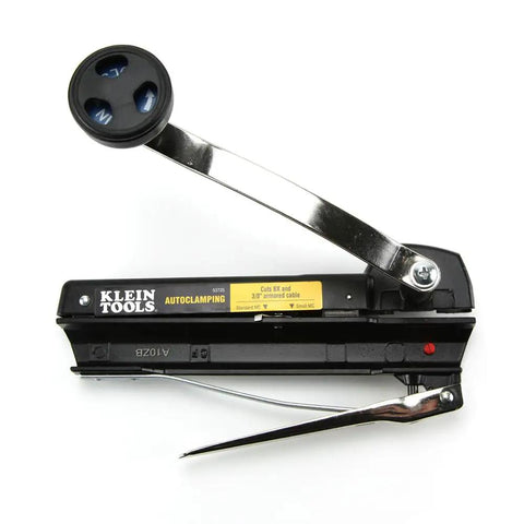 Armored And BX Cable Cutter 53725 That Cuts Up To Three Eighths Inch Armored Cable Including BX AC MC MCAP Greenfield With Storage Case And Extra Blades Adjustable Depth To Prevent Cable Nicks Klein Tools