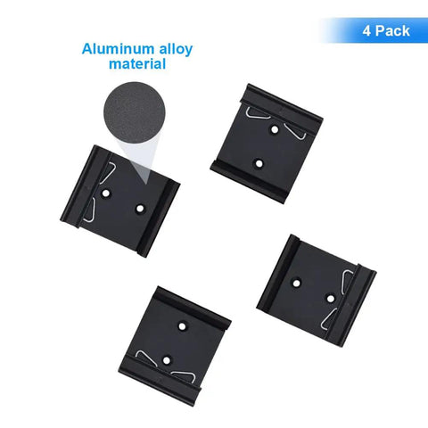 DIN Rail Mounting Clip One And Three Quarter Inch Width Universal Aluminum Alloy Bracket Snap In Fixed Clamp For 35mm Slotted DIN Rail Four Pack