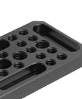 Close-up of Premium Aluminum Alloy Pro Grade Camera Cheese Plate For DSLR With One Quarter Inch And Three Eighths Inch Screw Holes CNC Machined