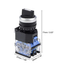 Three Position Rotary Selector Switch With Self Locking Two Normally Open Contacts 660V AC 10A Rating 22mm Panel Mount