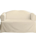 Cotton Duck Sofa Slipcover For T Cushion Loveseat One Piece With Seat Seam Elastic, Relaxed Fit, 100 Percent Cotton, Natural Color