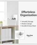 Large Capacity Front Access Storage Bin With Clear View, Stackable Plastic Organizer for Home Kitchen Closet or Office, BPA Free Matte White