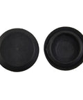 Two black plastic hole clips from 60-Piece Plastic Hole Assortment For Auto Body Sheet Metal Clips With Depressed Center And Flush Mount Trim Clips DIY Friendly Fits 3 Eighths To 7 Eighths Inch Holes Black Interior Exterior Moulding Repair Kit For Cars showing top and underside view.