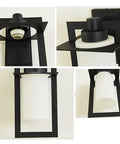 Top Tier Modern Outdoor Wall Sconce Featuring Waterproof Black Matte Aluminum Bracket And Cylindrical Glass Shade close-up view