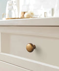 Close-up of Antique Brass Cabinet Knobs 6 Pack Set, Zinc Alloy Drawer Pulls For Kitchen Cabinets, Vintage Brass Hardware