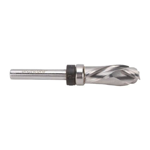 Gowenic 1 4 Inch Shank Spiral Flush Trim Router Bit With Compression Edges For Smooth CNC Woodworking and Template Trimming Jobs That Look Totally Sick and Require Zero Extra Sanding To Get That Pro Grade Finish Every Single Time side view of the tool