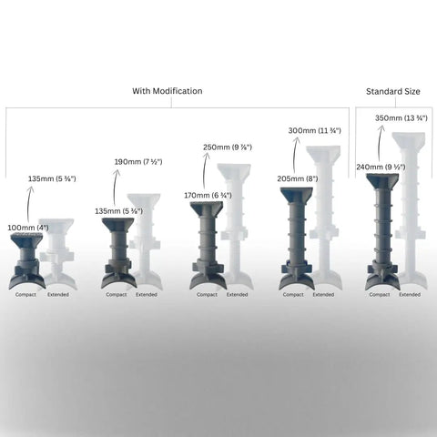 Adjustable Motorbike Fork Stand Heavy Duty Dirt Bike Transport Rack with size variations displayed, showing compact and extended options.