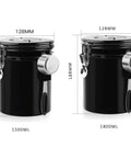 Solid Vacuum Sealed Coffee Canister With Date Dial Crafted From Heavy Duty 304 Stainless Steel Moisture Proof Jar, 1500ML and 1800ML sizes.