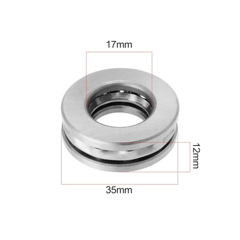 Thrust ball bearing 51203 with washers, steel, 17mm bore, 35mm OD, 12mm thick