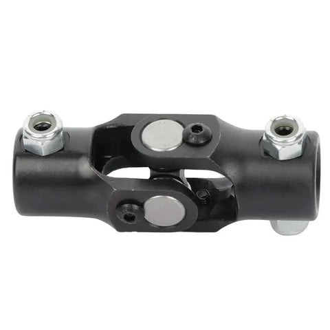 Three Quarter Inch Steering U Joint 36 Spline To Three Quarter Inch DD Black 96mm Beefed Up Heavy Duty Single Joint, front view.