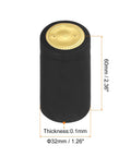 100 Pack Black PVC Heat Shrink Wine Bottle Caps 32mm Easy Seal Shrink Wrap Sleeves, single cap showing dimensions in inches and mm