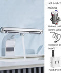 Eoweiot Automatic Hand Dryer with Sensor Faucet, showing hot and cold control valve with induction technology in a public washroom.