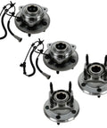 Four Piece Wheel Hub And Bearing Assembly Kit For Front And Rear Axles Left And Right Sides, Ball Bearing Replacement