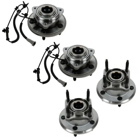 Four Piece Wheel Hub And Bearing Assembly Kit For Front And Rear Axles Left And Right Sides, Ball Bearing Replacement