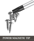 Heavy Duty 12 Inch Extra Long Torx Screwdriver Set T20 And T25 Magnetic Security Star Drivers picking up screws with magnetic tip.