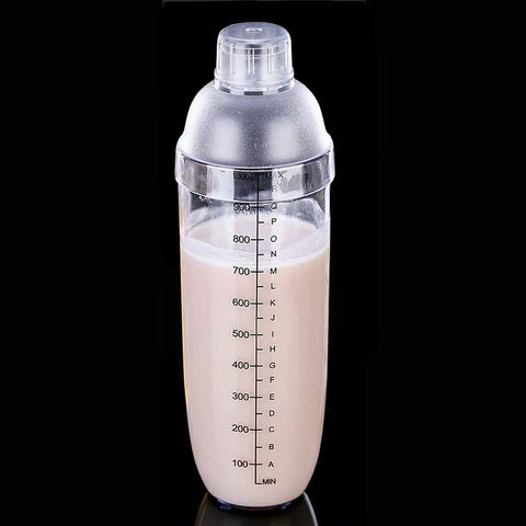 Clear Plastic Cocktail Shaker With Measurement Scale 33 Oz Handheld Drink Mixer Durable Dishwasher Safe Removable Lid
