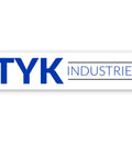 TYK Industries logo in blue text on white background