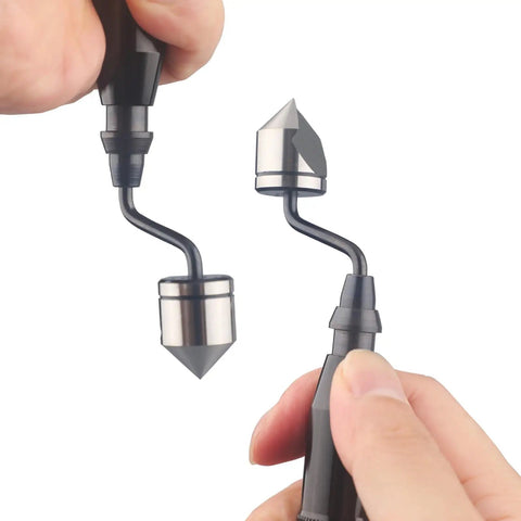 Hands holding Deburring Countersink Hand Tool Set RD16.5-BC1651 Reamer for wood, plastic, aluminum with M2 high speed steel blade.
