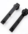 Oil Rubbed Bronze Sliding Barn Door Hardware Kit With J-Shape Rollers for Interior Doors, brushed antique bronze finish.
