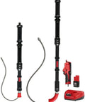 Badass 12V M12 Ready Drain Snake And Toilet Auger Combo Kit With A Smooth 4 Foot Urinal Cleaner and battery charger.