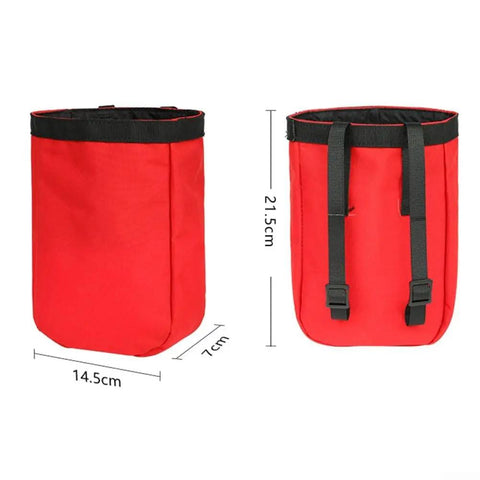 Lightweight Nylon Climbing Waist Bag For Rock Caving Exploration 2L Tool Pouch back and side view with dimensions