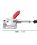 Side view of Four Piece Quick Release Toggle Clamp Set For Woodworking Jigs And Fixtures with measurements shown.