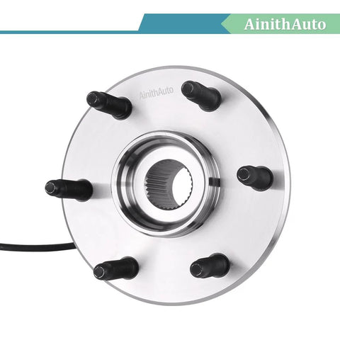 Front view of Front Wheel Bearing And Hub Assembly 4x4 6 Lug With ABS Two Piece Set For Chevy Avalanche Express 1500 2500