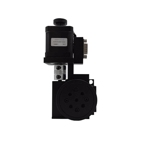 Side view of Spindle Motor Rock Solid 60WS High Precision Optical Stepper Motor With Warm Gear Stage Black Aluminum