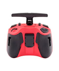 Back view of Pocket Crush 2.4GHz ELRS Hall Gimbal Transmitter Remote Control, Cherry Red, foldable antenna visible.