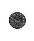 Heavy Duty Digital RC Servo 26 Grams With Full Metal Gears And Rugged Sandblasted Housing built like a tank top view of black round gear