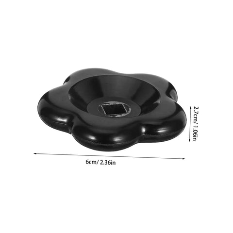 Black Bakelite Spigot Handle Replacement Knobs 6CM 6STAR Fit 8X8MM Stem Hole, showing side view with measurements