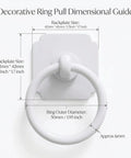 Dimensional guide of Large White Ring Bi-Fold Closet Door Pulls with Protective Base, showing measurements and design details.