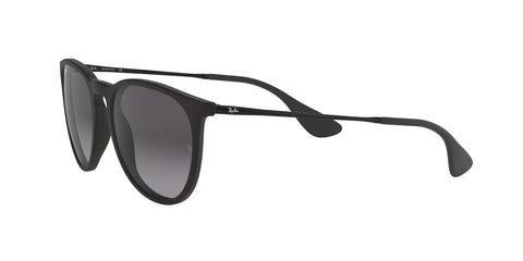 Side view of Erika Round Sunglasses Unisex Rubber Black Frame With Light Grey Gradient Lenses 54 Millimeter Size Lightweight All Day Wear
